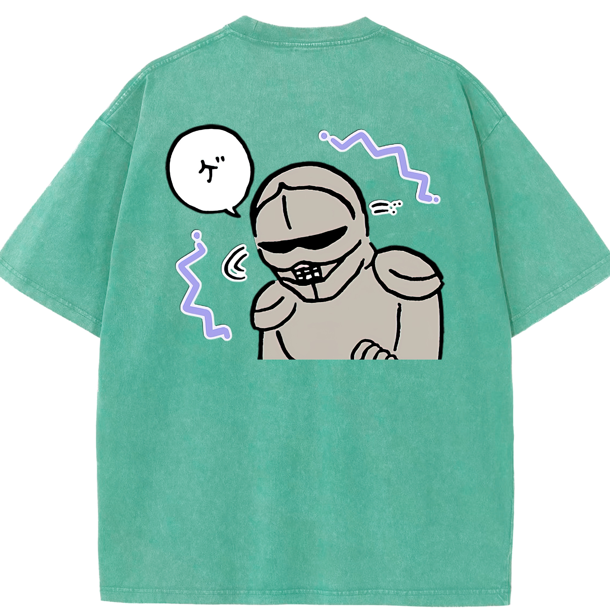 （画像用） ちいかわ 労働の鎧さん Chii-kawa Mr. Armor of Labor 綿100% ヴィンテージ風 半袖Tシャツ（背面プリント）